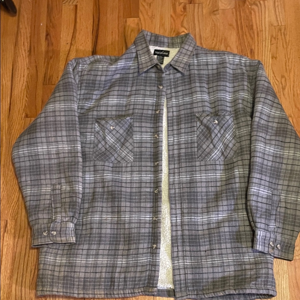 Northcrest Men's Blue-Gray Plaid Shirt Jacket